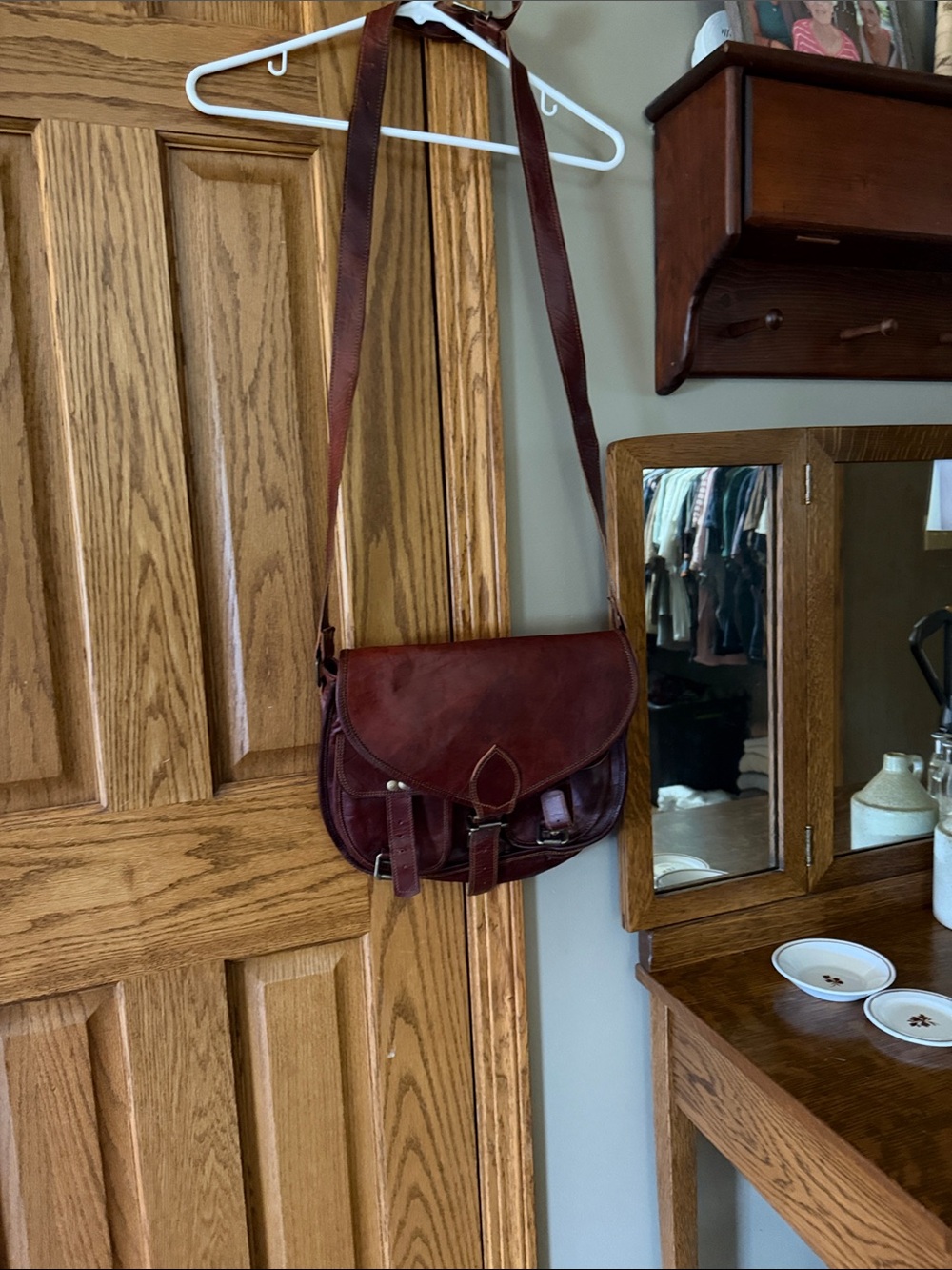 Everyday Leather Crossbody Bag in Deep Brown fake leather